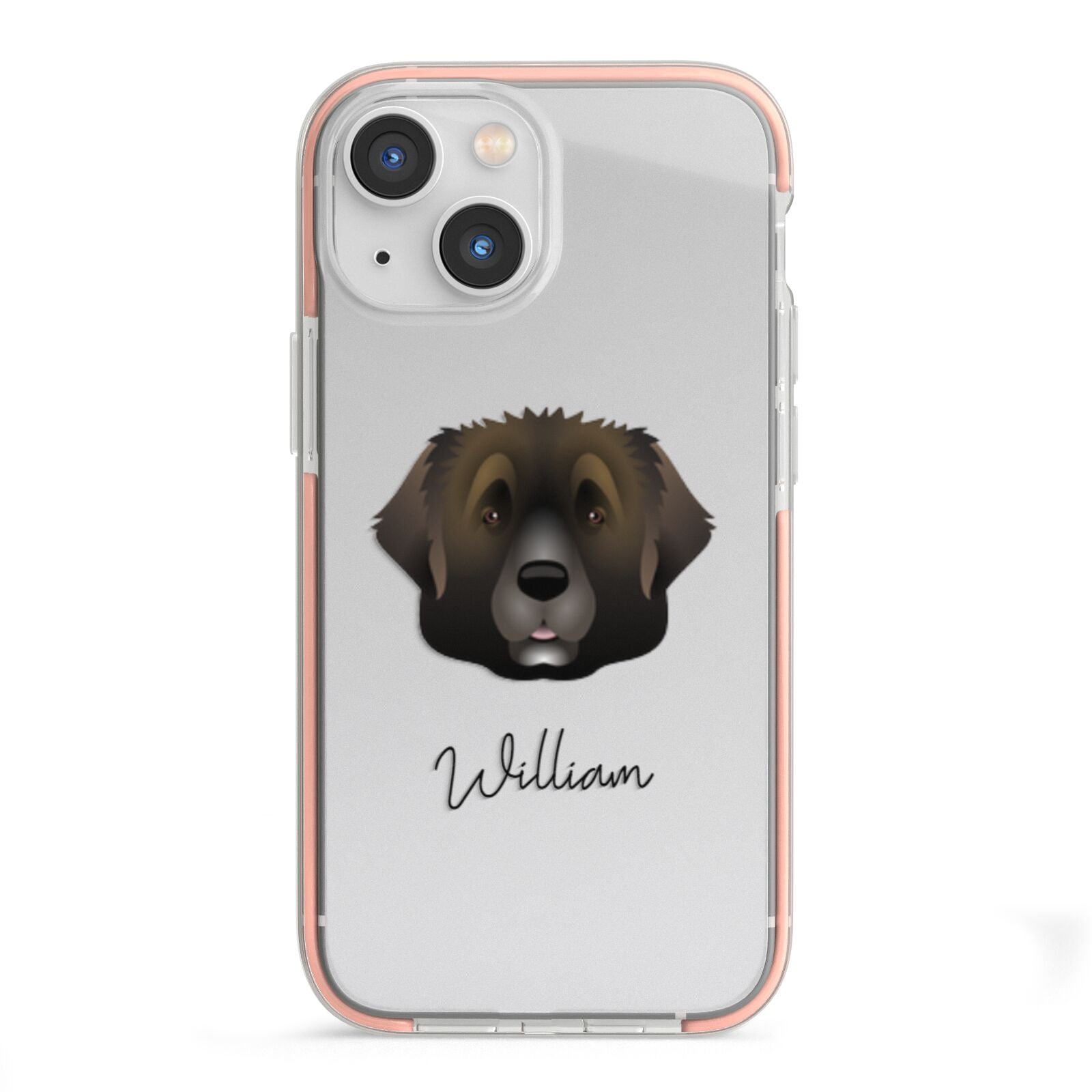 Leonberger Personalised iPhone 13 Mini TPU Impact Case with Pink Edges