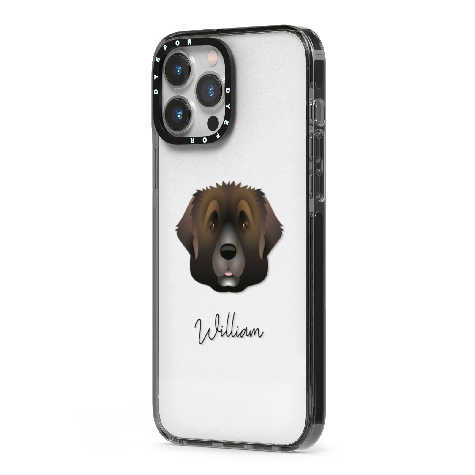 Leonberger Personalised iPhone 13 Pro Max Black Impact Case Side Angle on Silver phone
