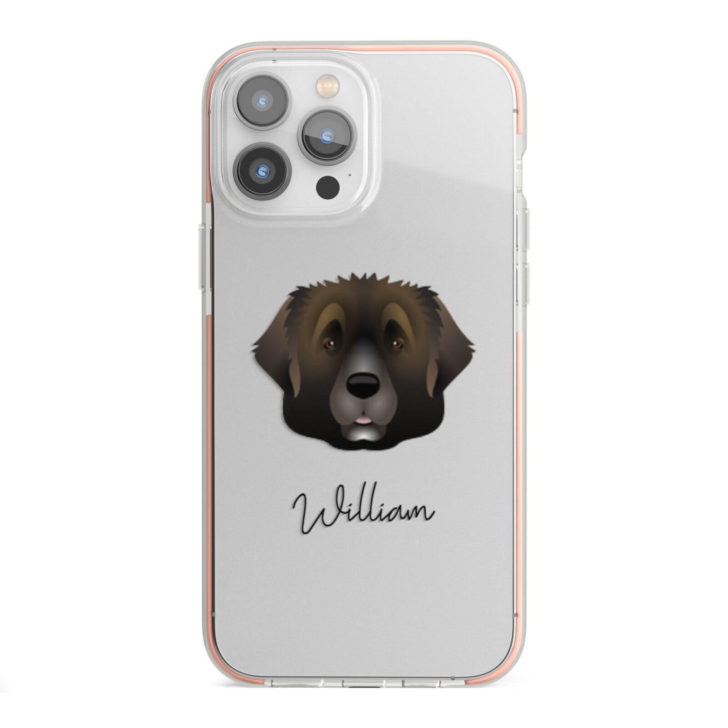 Leonberger Personalised iPhone 13 Pro Max TPU Impact Case with Pink Edges