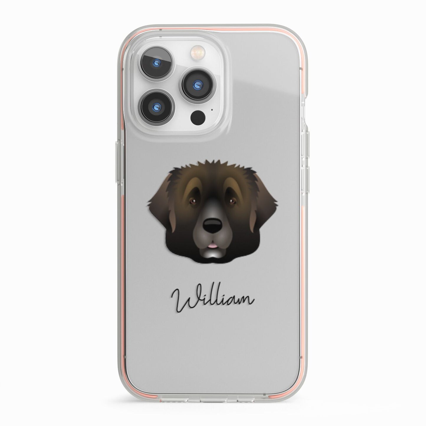 Leonberger Personalised iPhone 13 Pro TPU Impact Case with Pink Edges