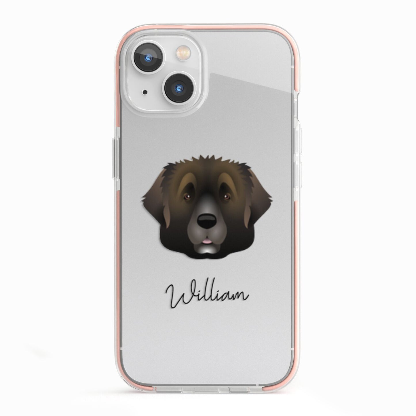 Leonberger Personalised iPhone 13 TPU Impact Case with Pink Edges