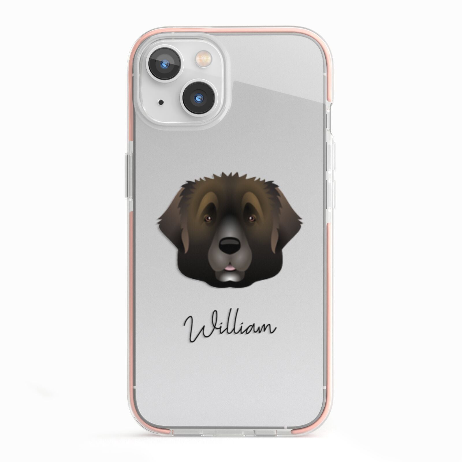 Leonberger Personalised iPhone 13 TPU Impact Case with Pink Edges