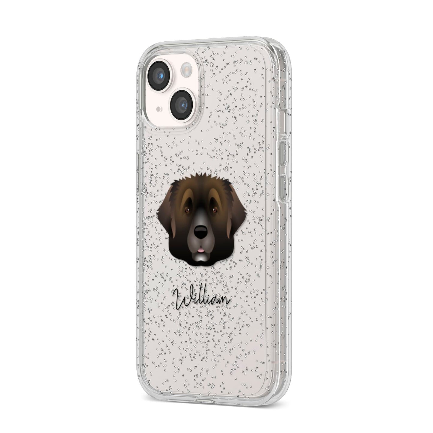 Leonberger Personalised iPhone 14 Glitter Tough Case Starlight Angled Image