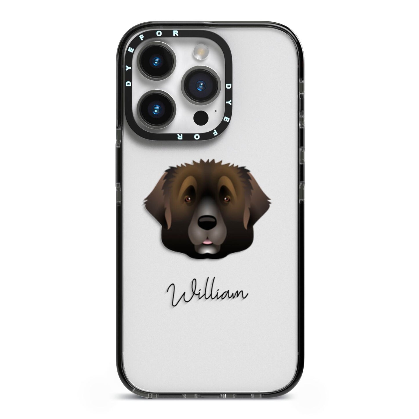 Leonberger Personalised iPhone 14 Pro Black Impact Case on Silver phone