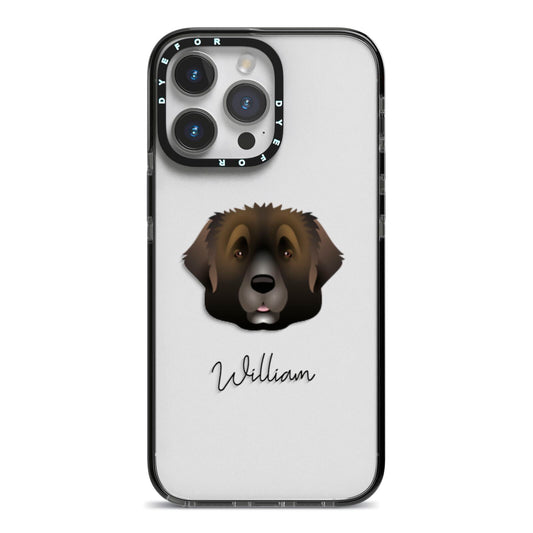 Leonberger Personalised iPhone 14 Pro Max Black Impact Case on Silver phone