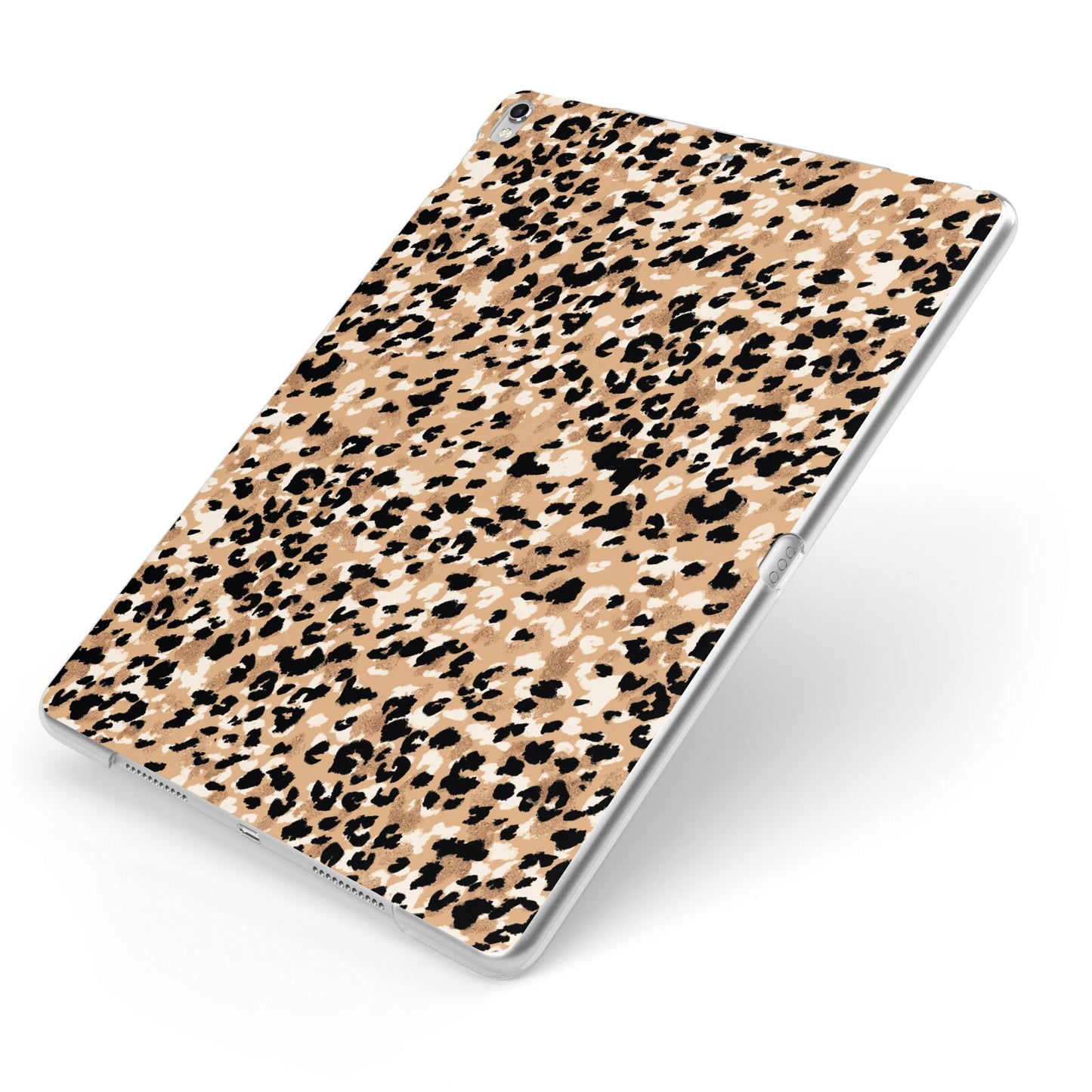 Leopard Print Apple iPad Case on Silver iPad Side View
