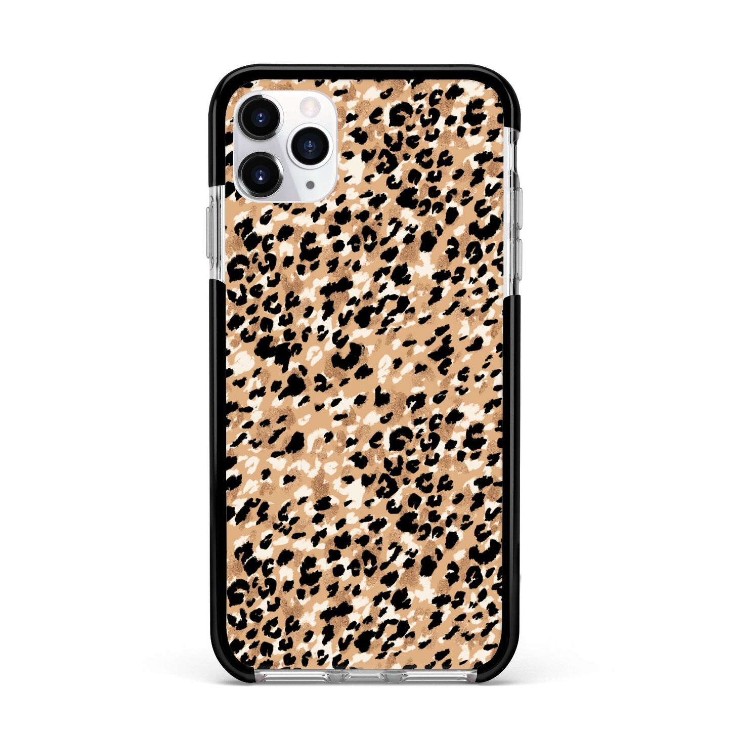 Leopard Print Apple iPhone 11 Pro Max in Silver with Black Impact Case