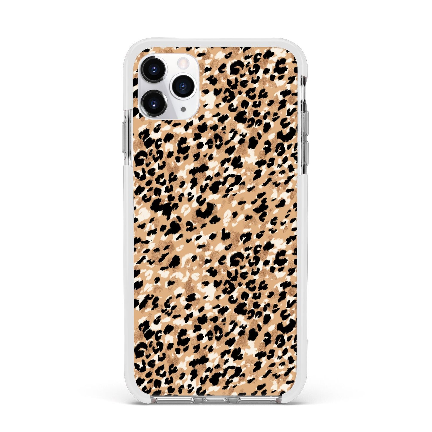 Leopard Print Apple iPhone 11 Pro Max in Silver with White Impact Case