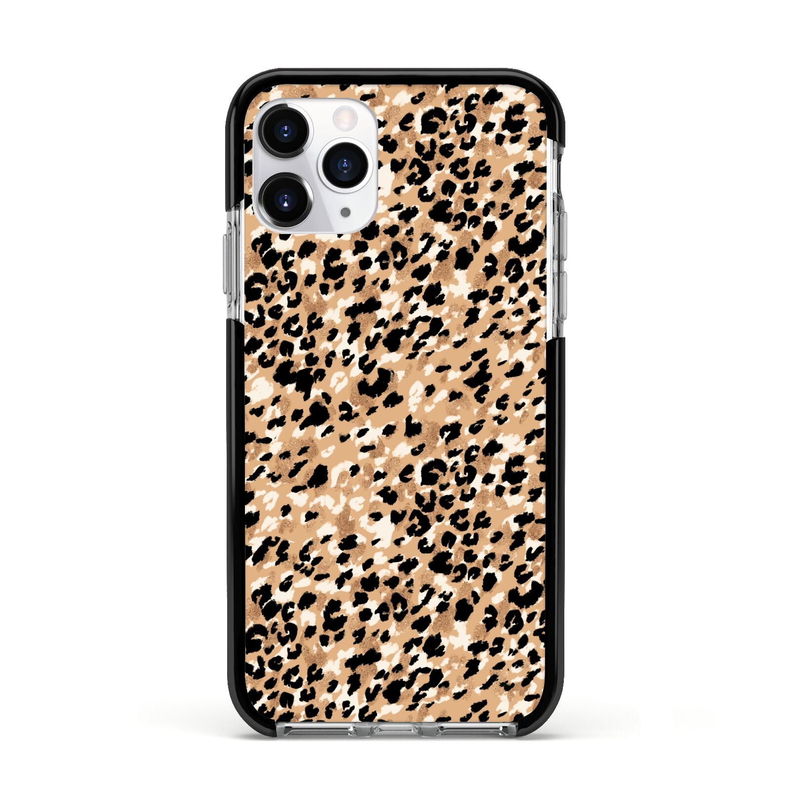 Leopard Print Apple iPhone 11 Pro in Silver with Black Impact Case