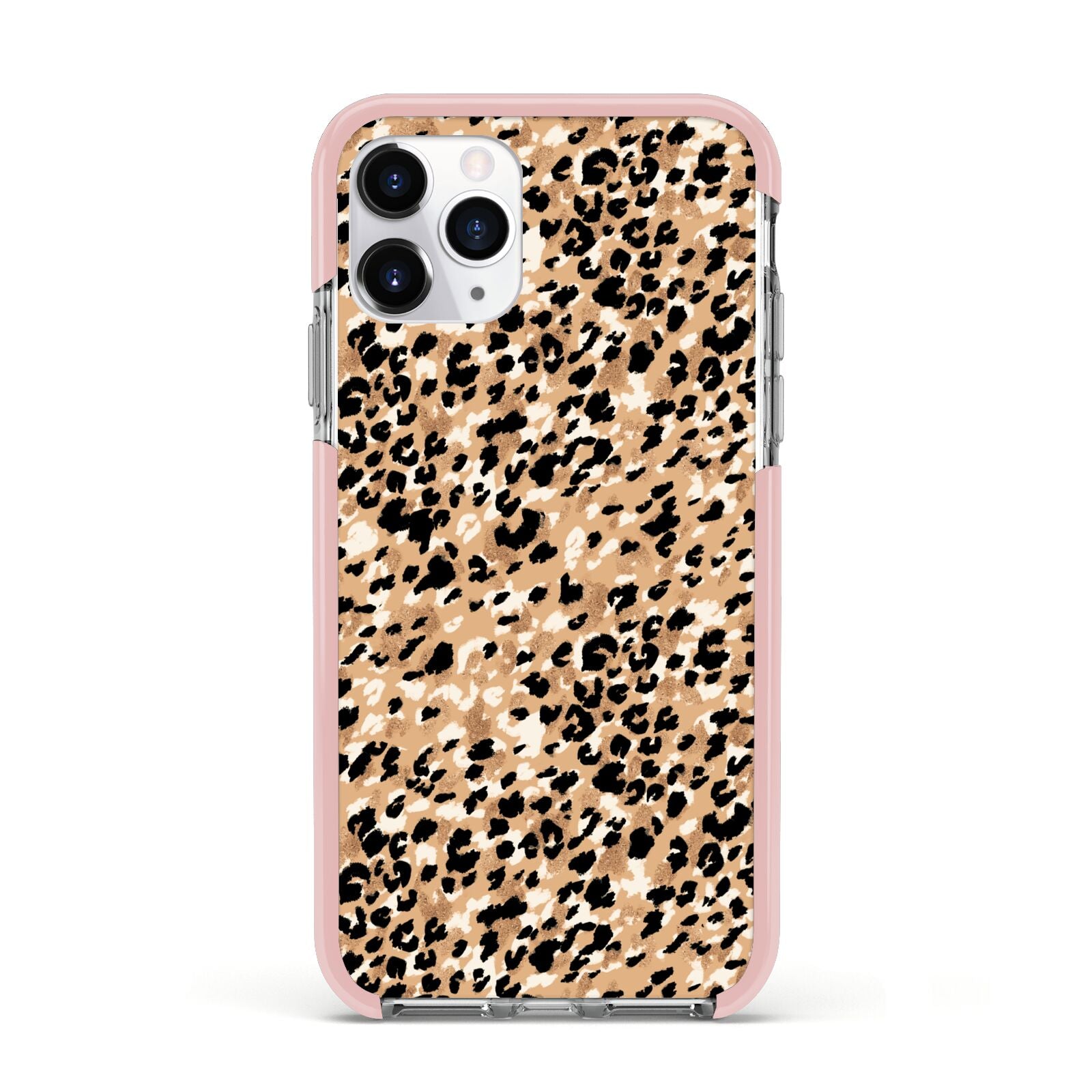 Leopard Print Apple iPhone 11 Pro in Silver with Pink Impact Case
