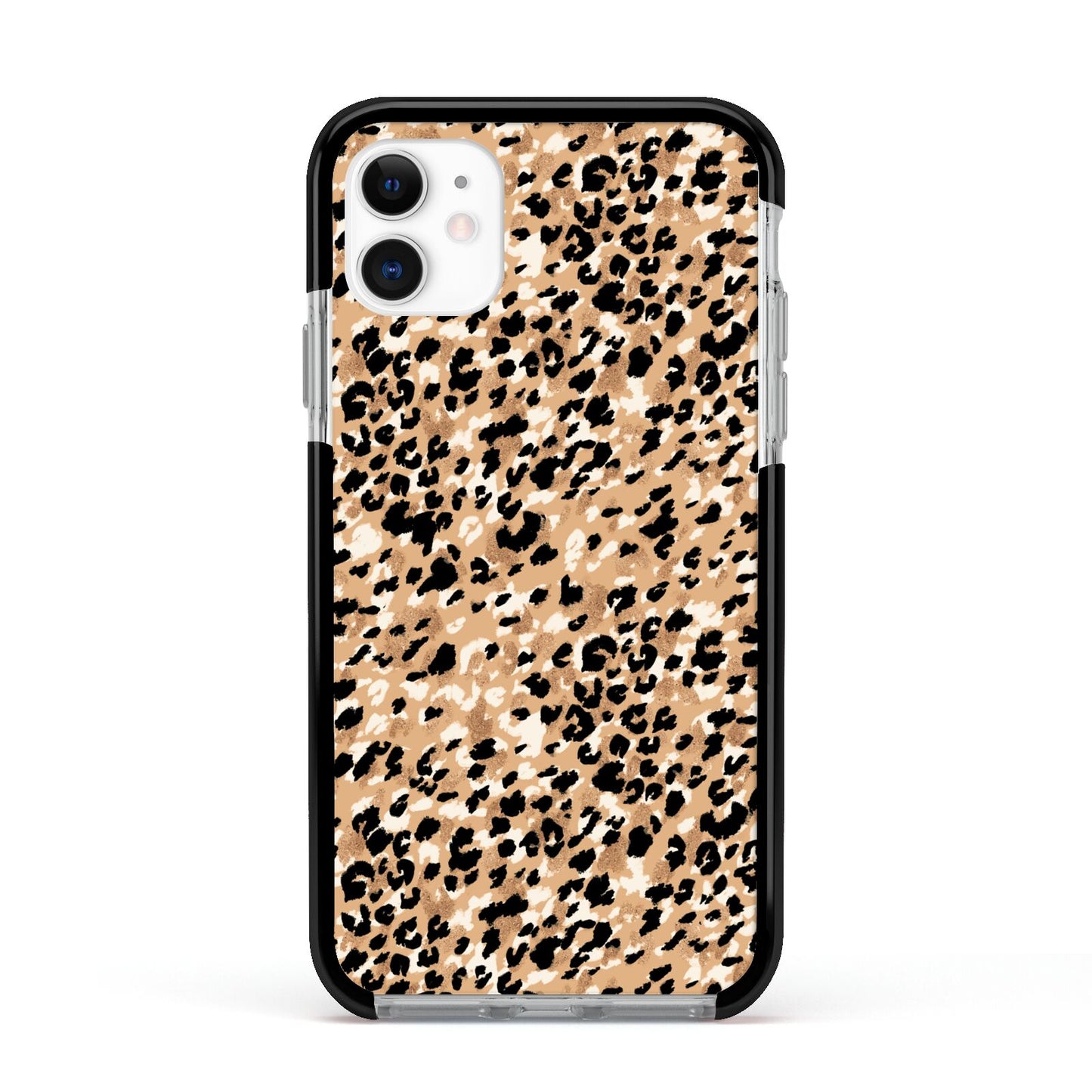 Leopard Print Apple iPhone 11 in White with Black Impact Case