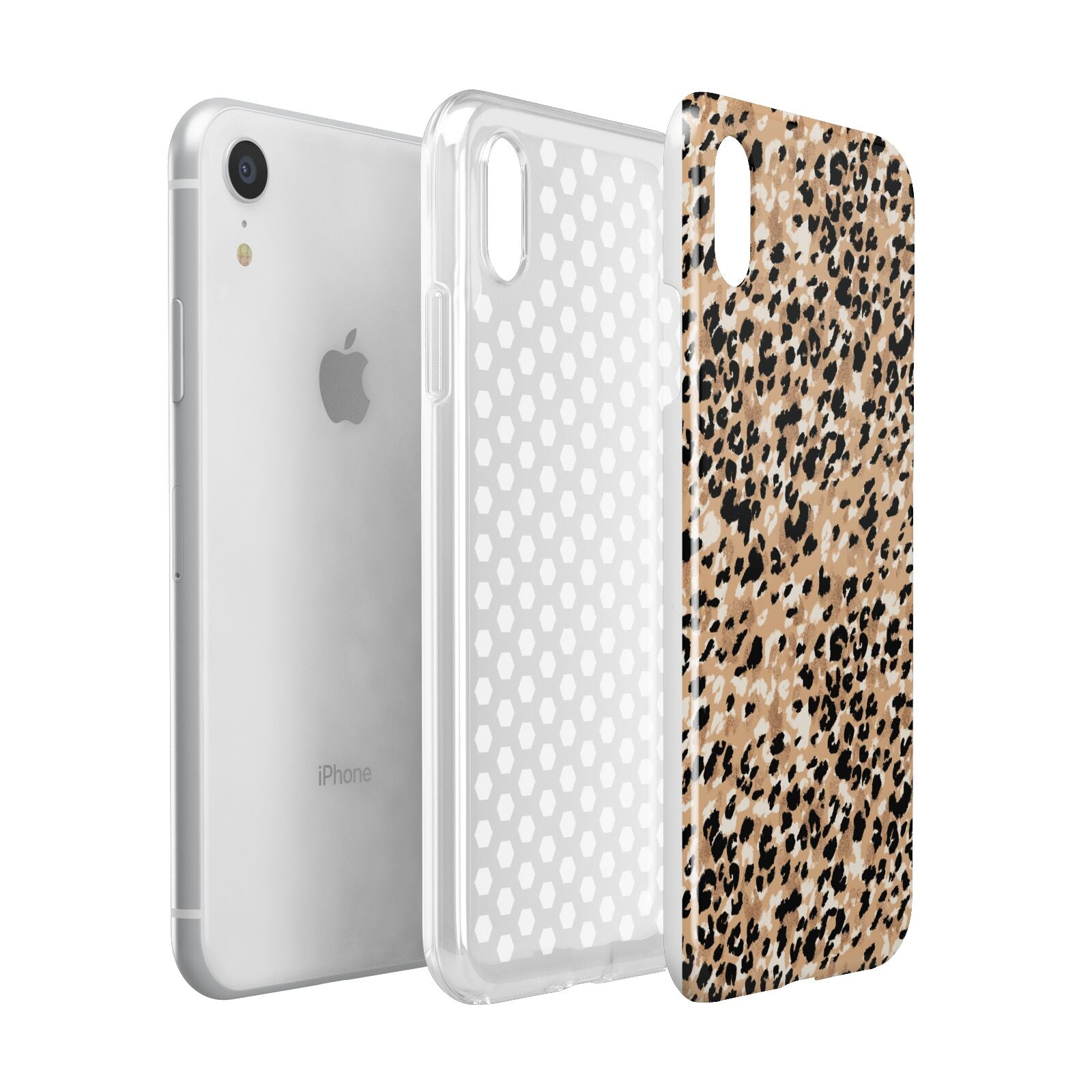 Leopard Print Apple iPhone XR White 3D Tough Case Expanded view