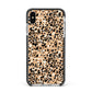 Leopard Print Apple iPhone Xs Max Impact Case Black Edge on Silver Phone