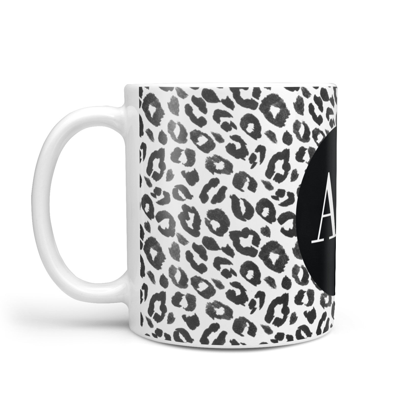 Leopard Print Black and White 10oz Mug Alternative Image 1