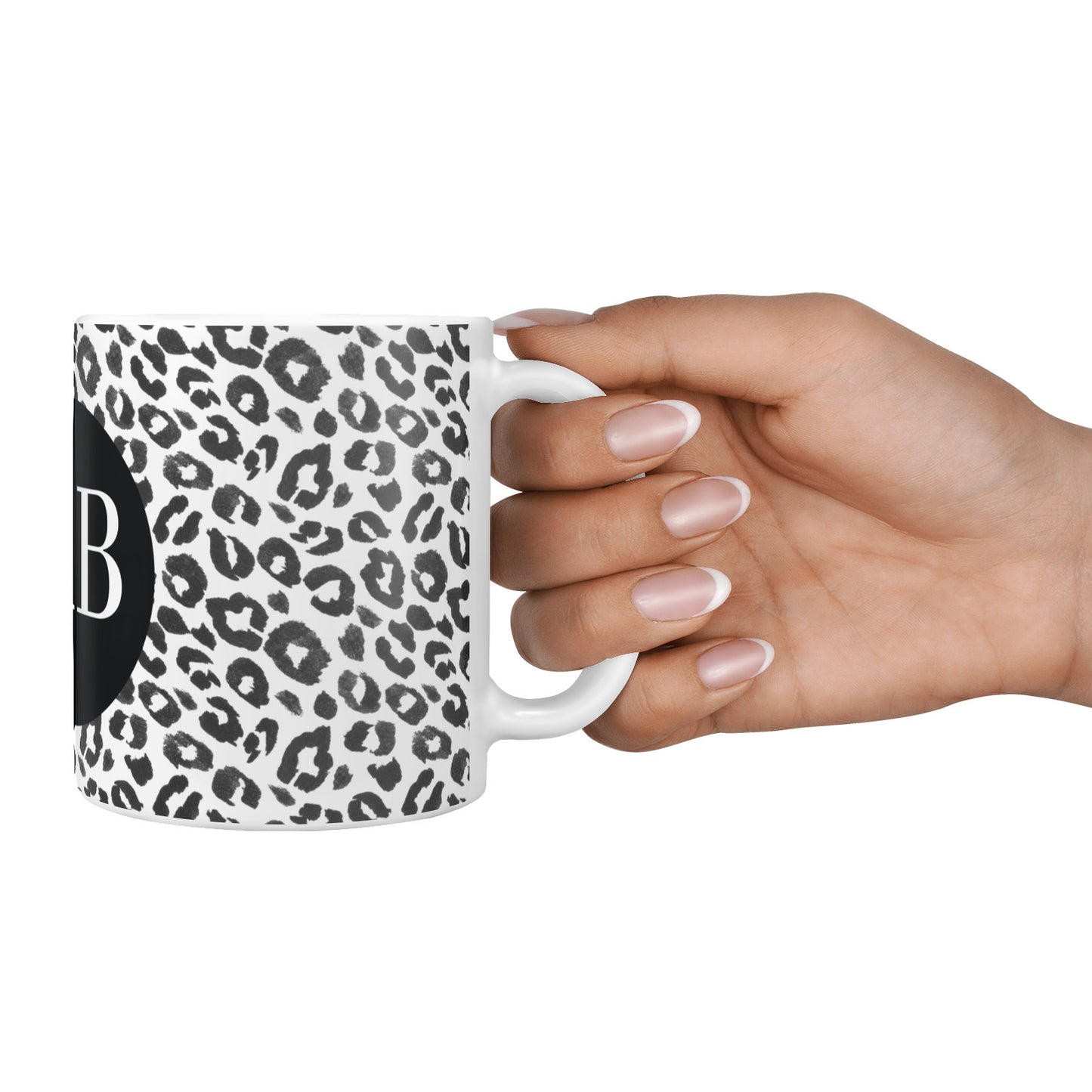 Leopard Print Black and White 10oz Mug Alternative Image 4