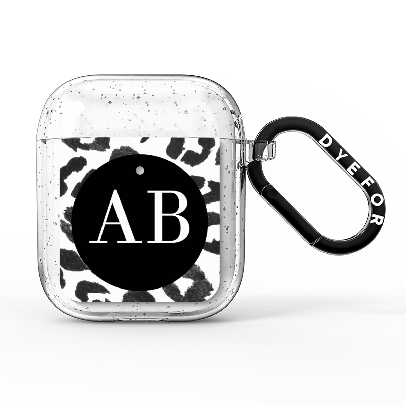 Leopard Print Black and White AirPods Glitter Case