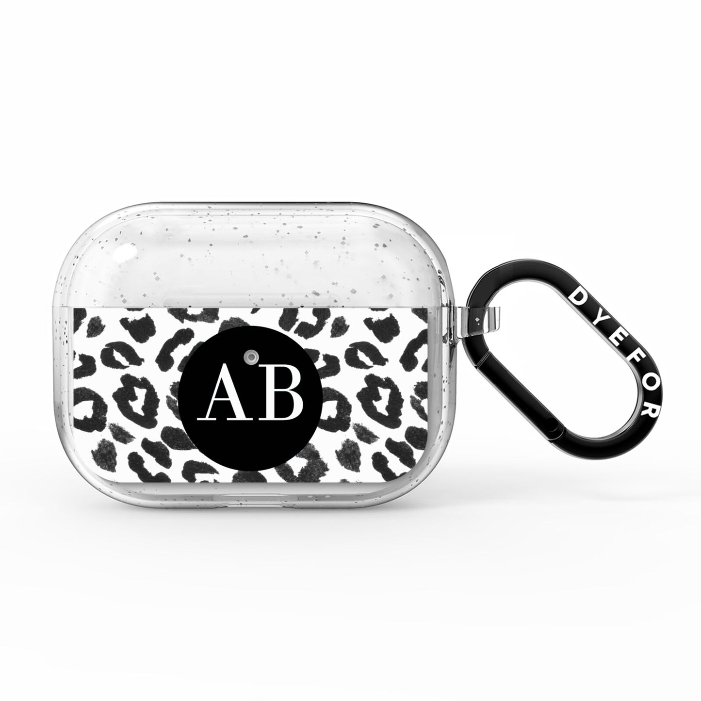 Leopard Print Black and White AirPods Pro Glitter Case