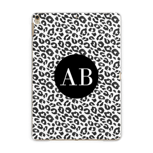 Leopard Print Black and White Apple iPad Gold Case