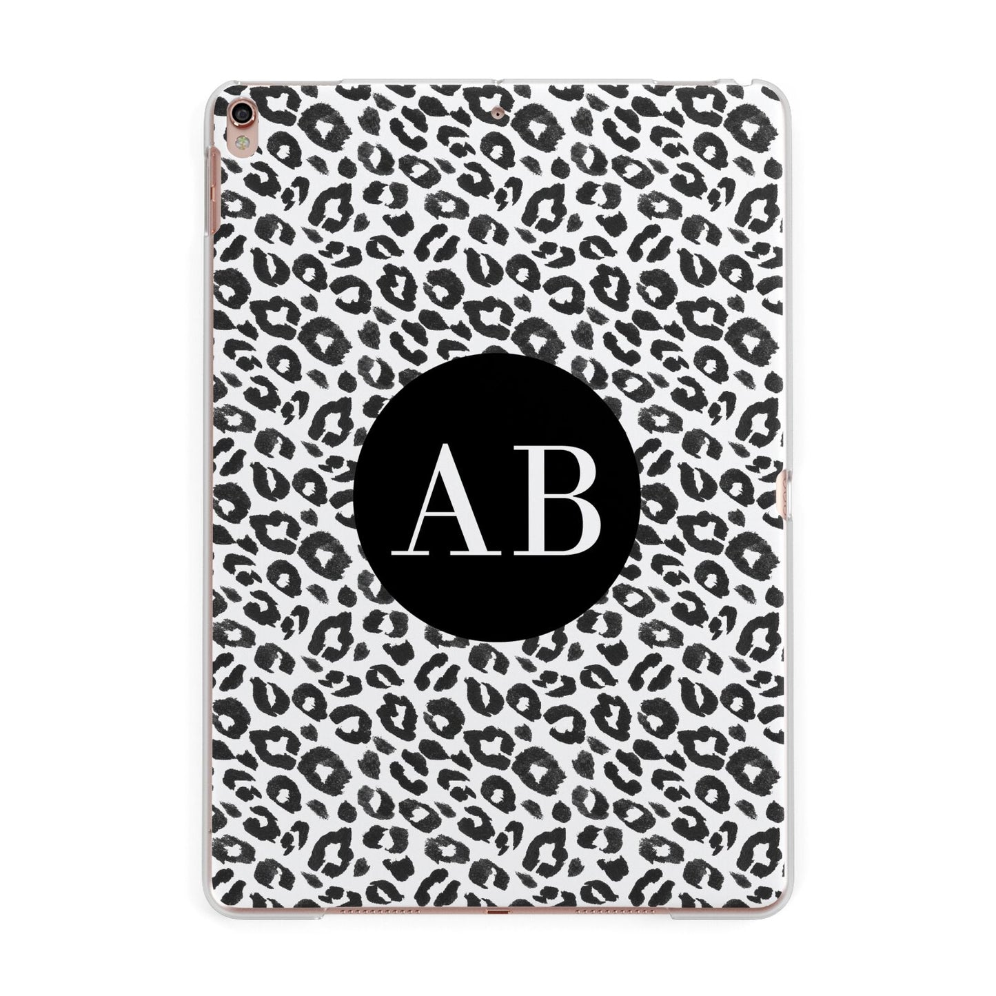 Leopard Print Black and White Apple iPad Rose Gold Case