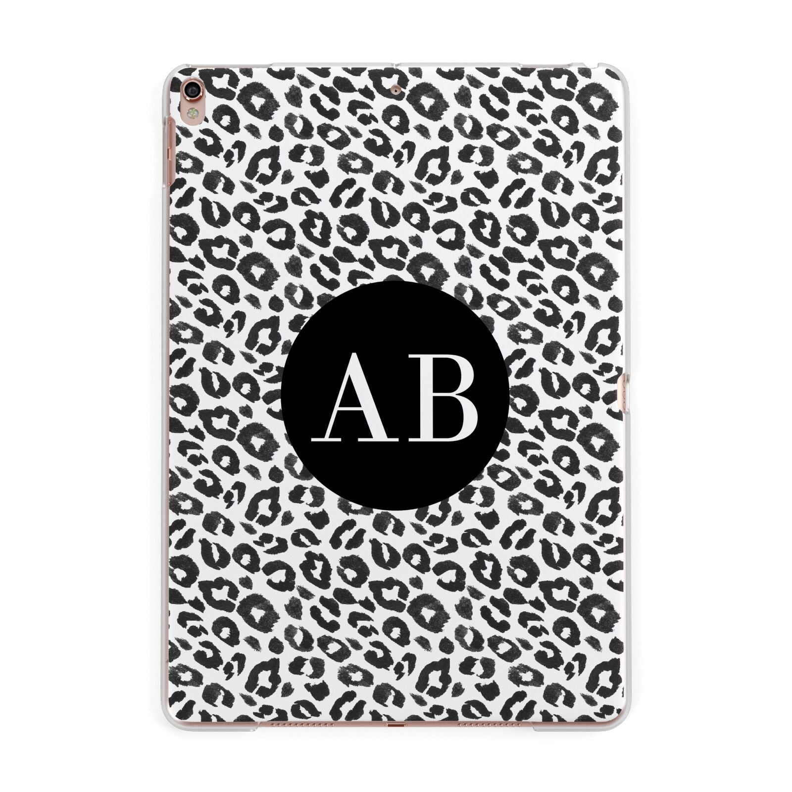 Leopard Print Black and White Apple iPad Rose Gold Case