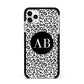 Leopard Print Black and White Apple iPhone 11 Pro Max in Silver with Black Impact Case