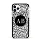 Leopard Print Black and White Apple iPhone 11 Pro in Silver with Black Impact Case