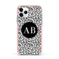 Leopard Print Black and White Apple iPhone 11 Pro in Silver with Pink Impact Case