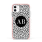 Leopard Print Black and White Apple iPhone 11 in White with Pink Impact Case