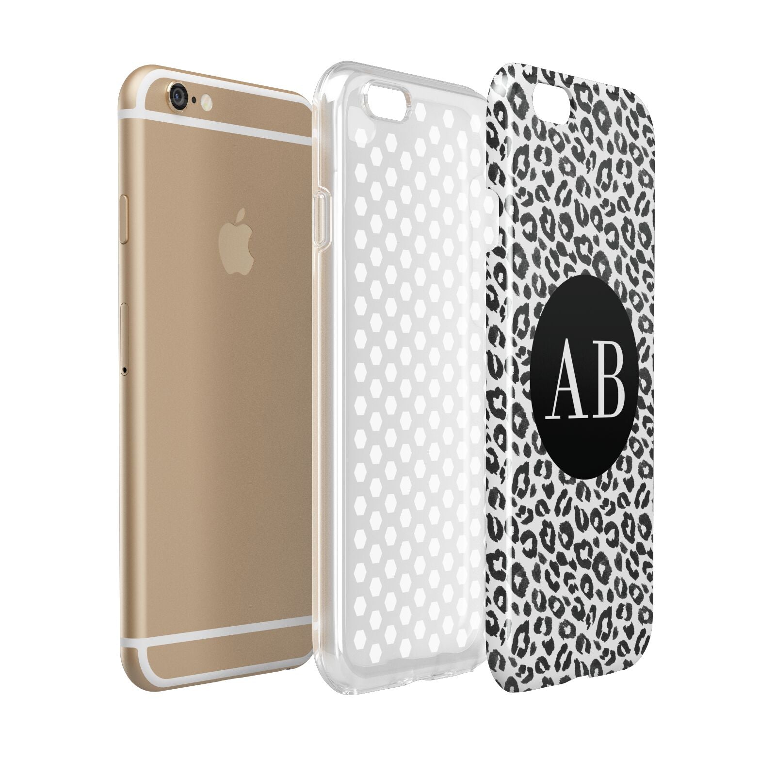 Leopard Print Black and White Apple iPhone 6 3D Tough Case Expanded view
