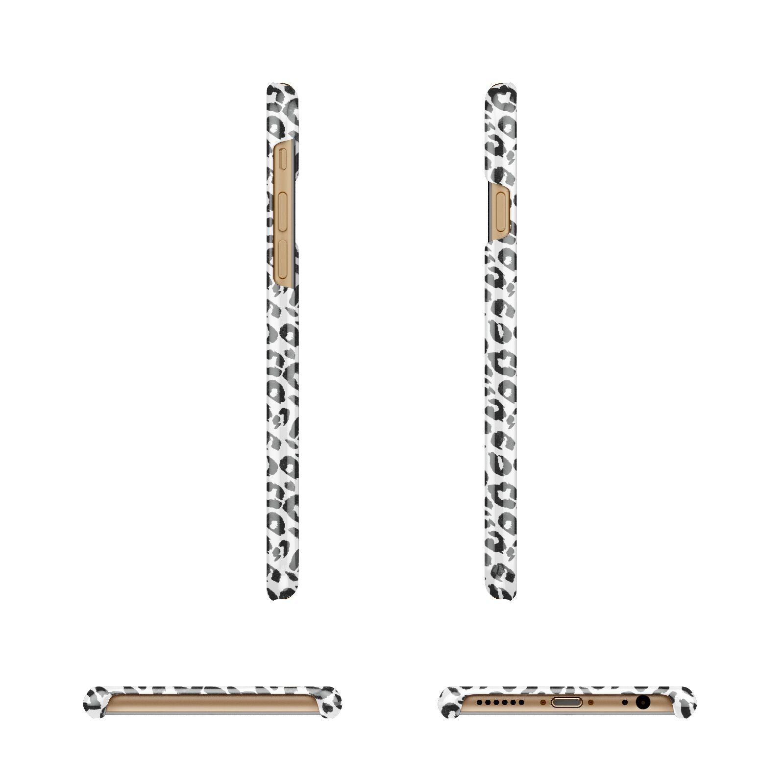 Leopard Print Black and White Apple iPhone 6 3D Wrap Snap Case Angled Images