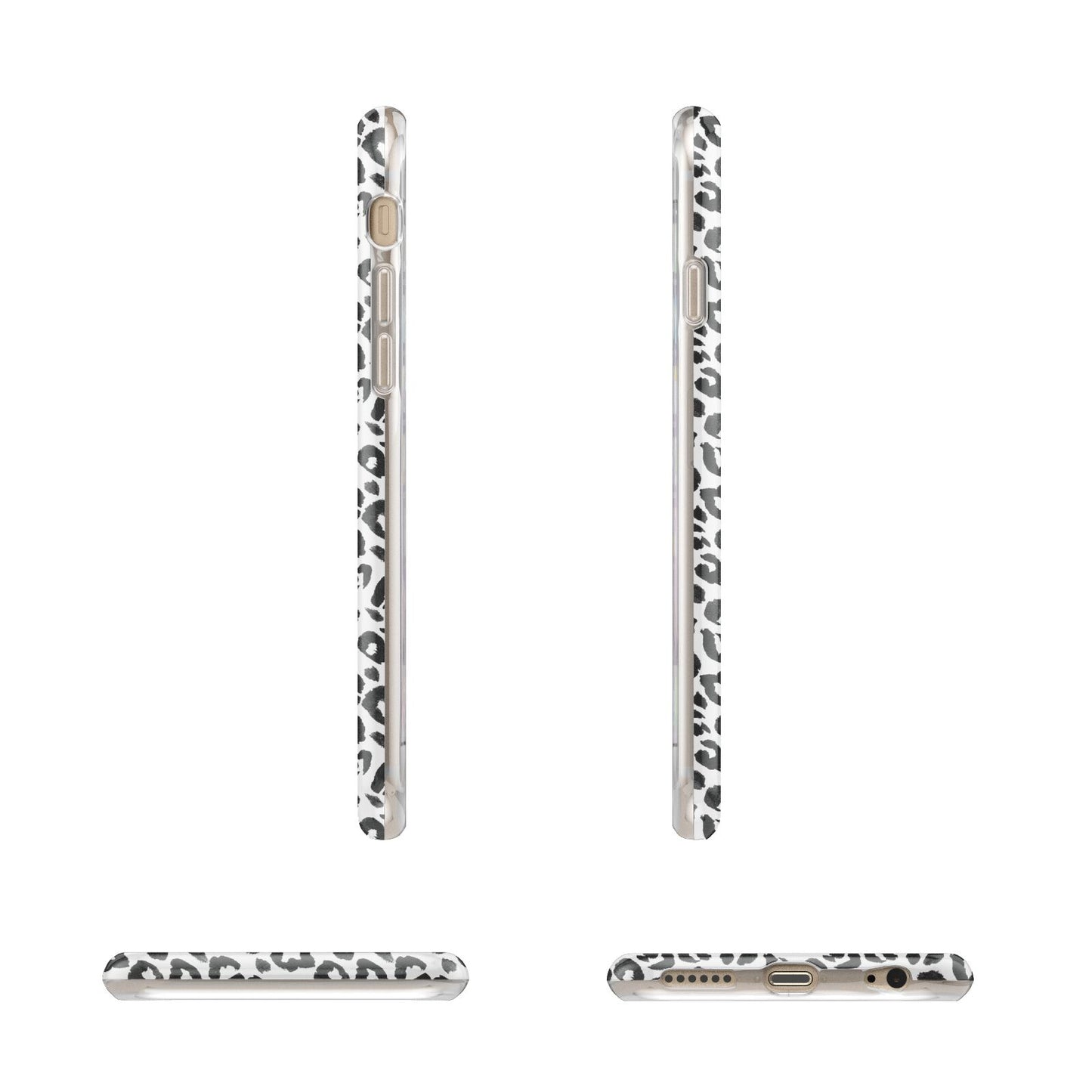 Leopard Print Black and White Apple iPhone 6 3D Wrap Tough Case Alternative Image Angles