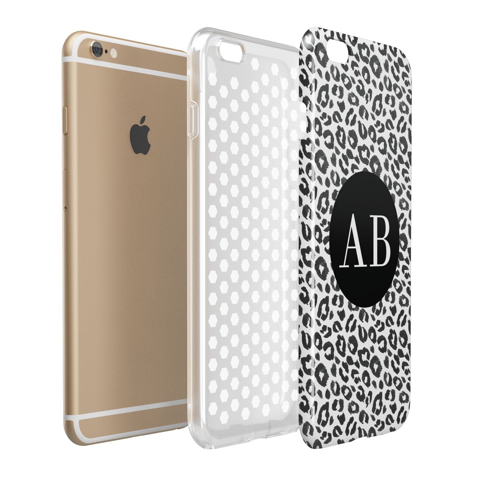 Leopard Print Black and White Apple iPhone 6 Plus 3D Tough Case Expand Detail Image