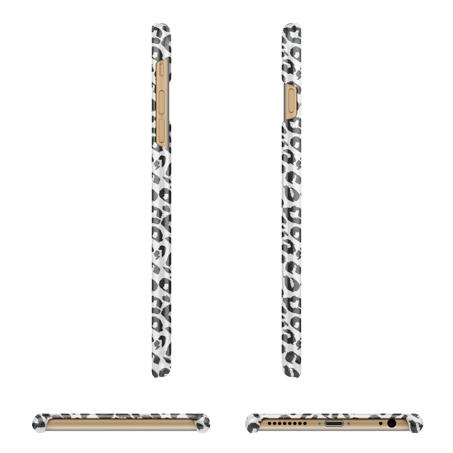 Leopard Print Black and White Apple iPhone 6 Plus 3D Wrap Snap Case Angled Images