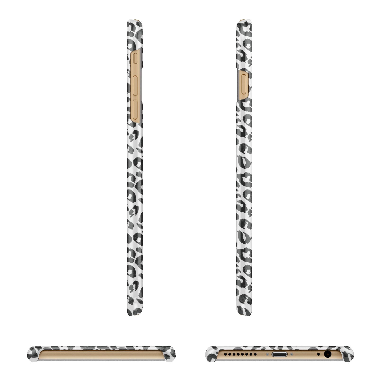 Leopard Print Black and White Apple iPhone 6 Plus 3D Wrap Snap Case Angled Images