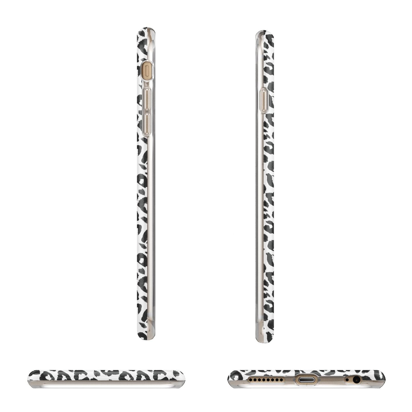 Leopard Print Black and White Apple iPhone 6 Plus 3D Wrap Tough Case Alternative Image Angles