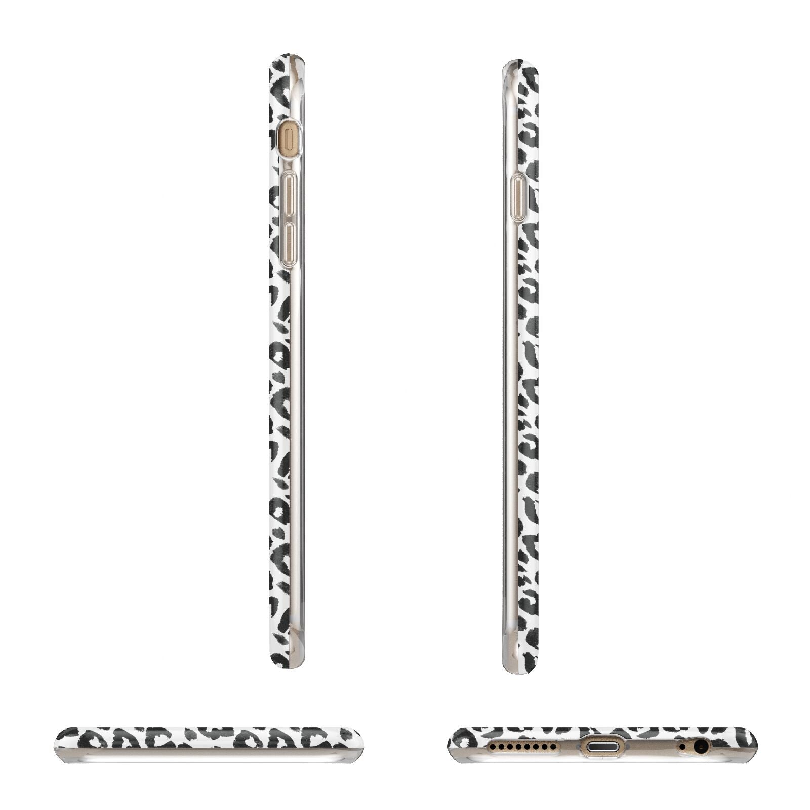 Leopard Print Black and White Apple iPhone 6 Plus 3D Wrap Tough Case Alternative Image Angles