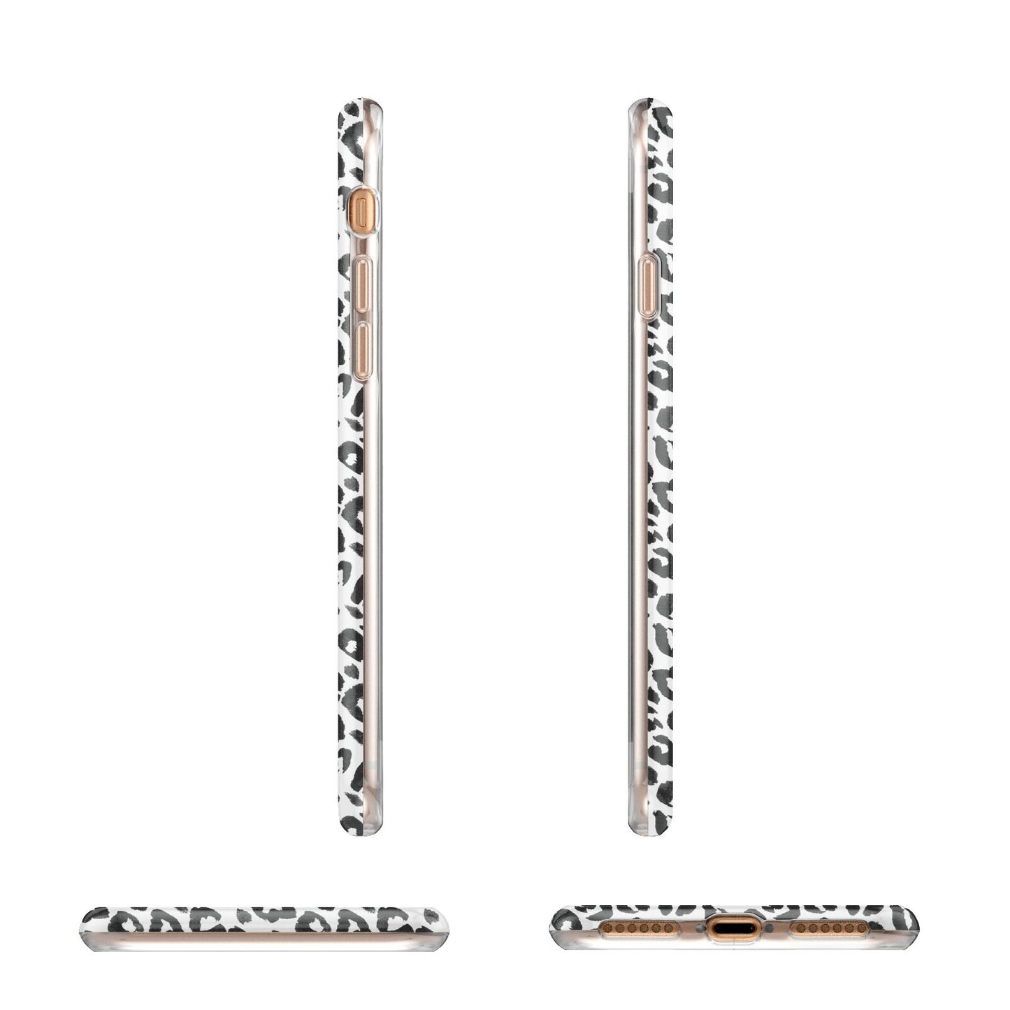 Leopard Print Black and White Apple iPhone 7 8 3D Wrap Tough Case Alternative Image Angles