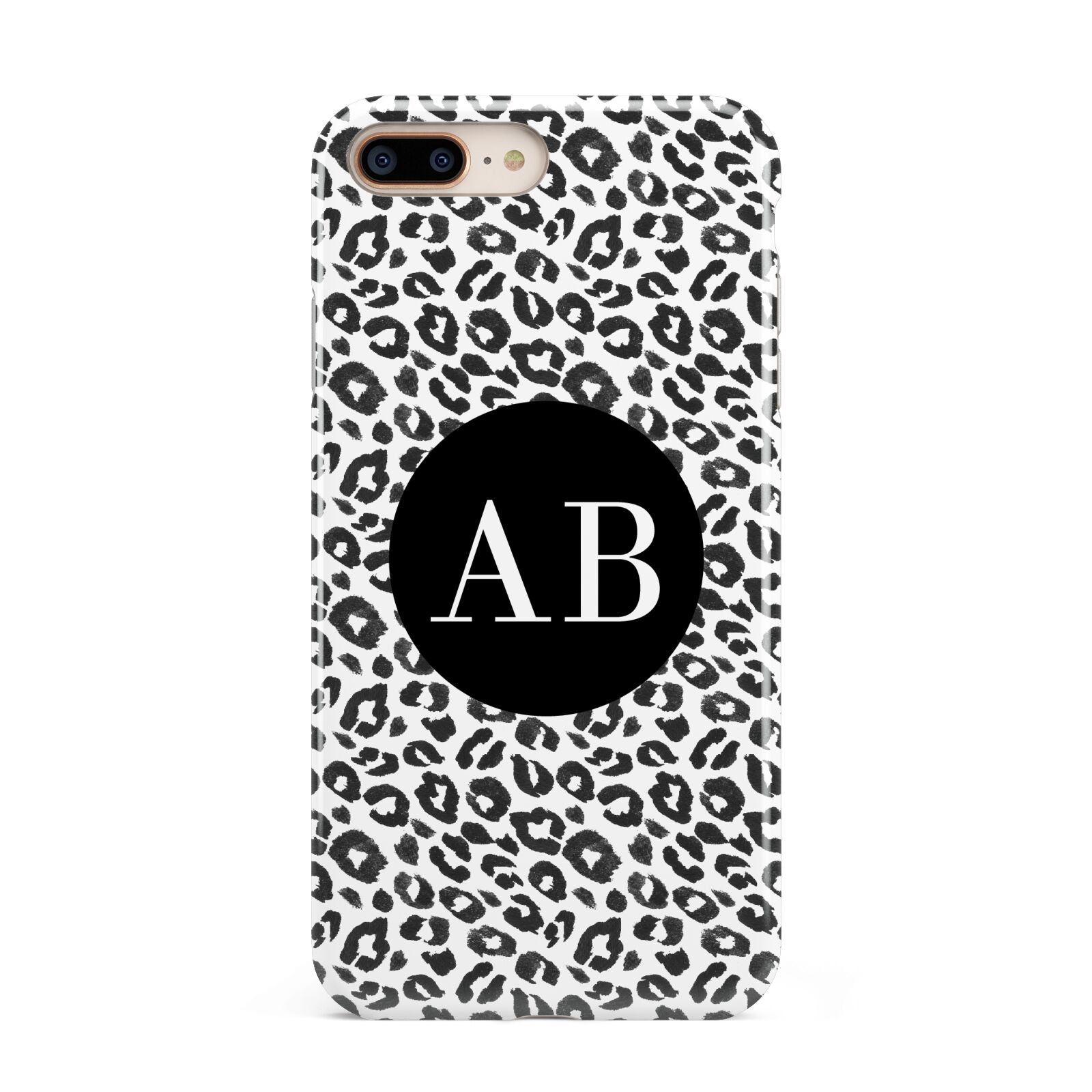 Leopard Print Black and White Apple iPhone 7 8 Plus 3D Tough Case