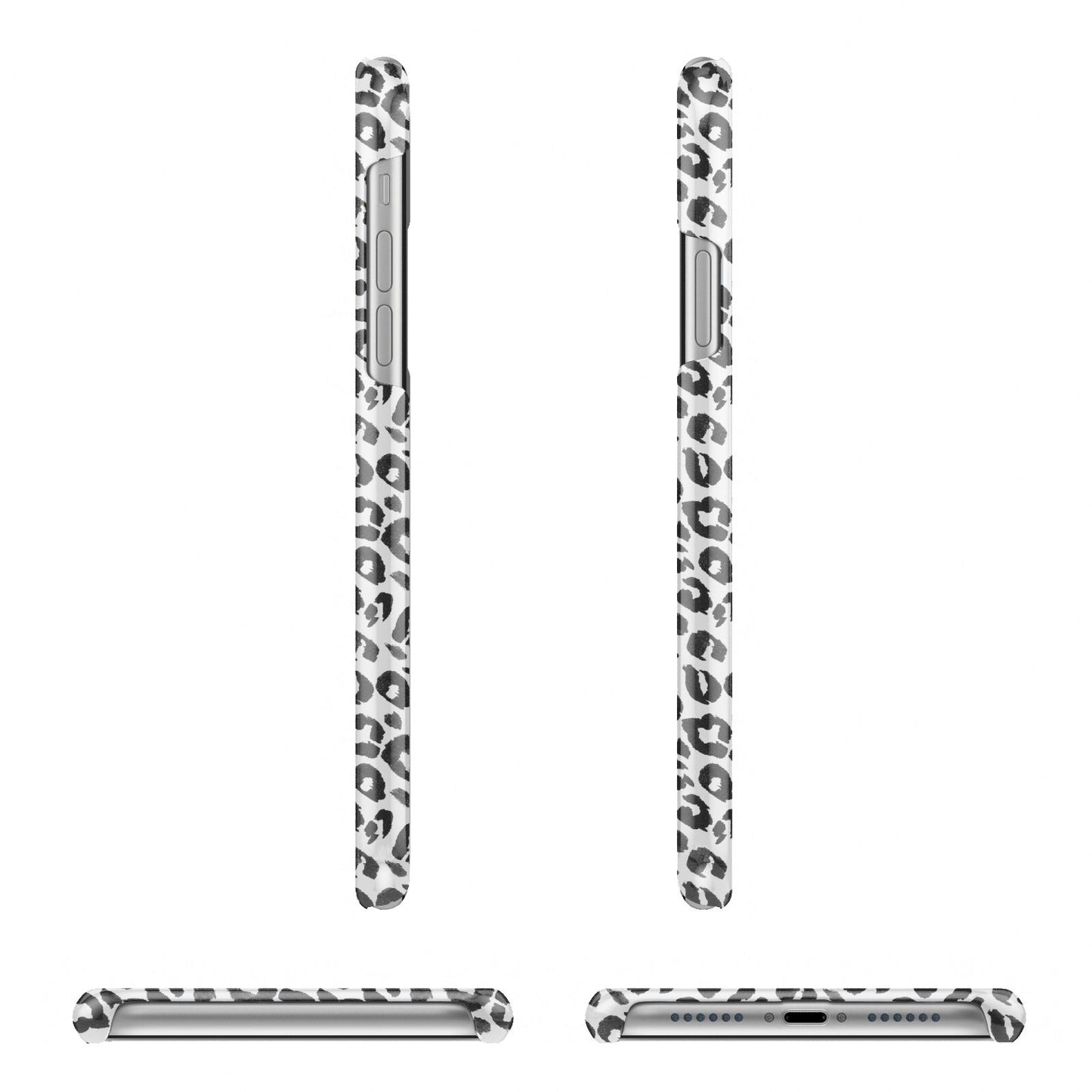 Leopard Print Black and White Apple iPhone XR 3D Wrap Snap Case Angled Images on White Phone