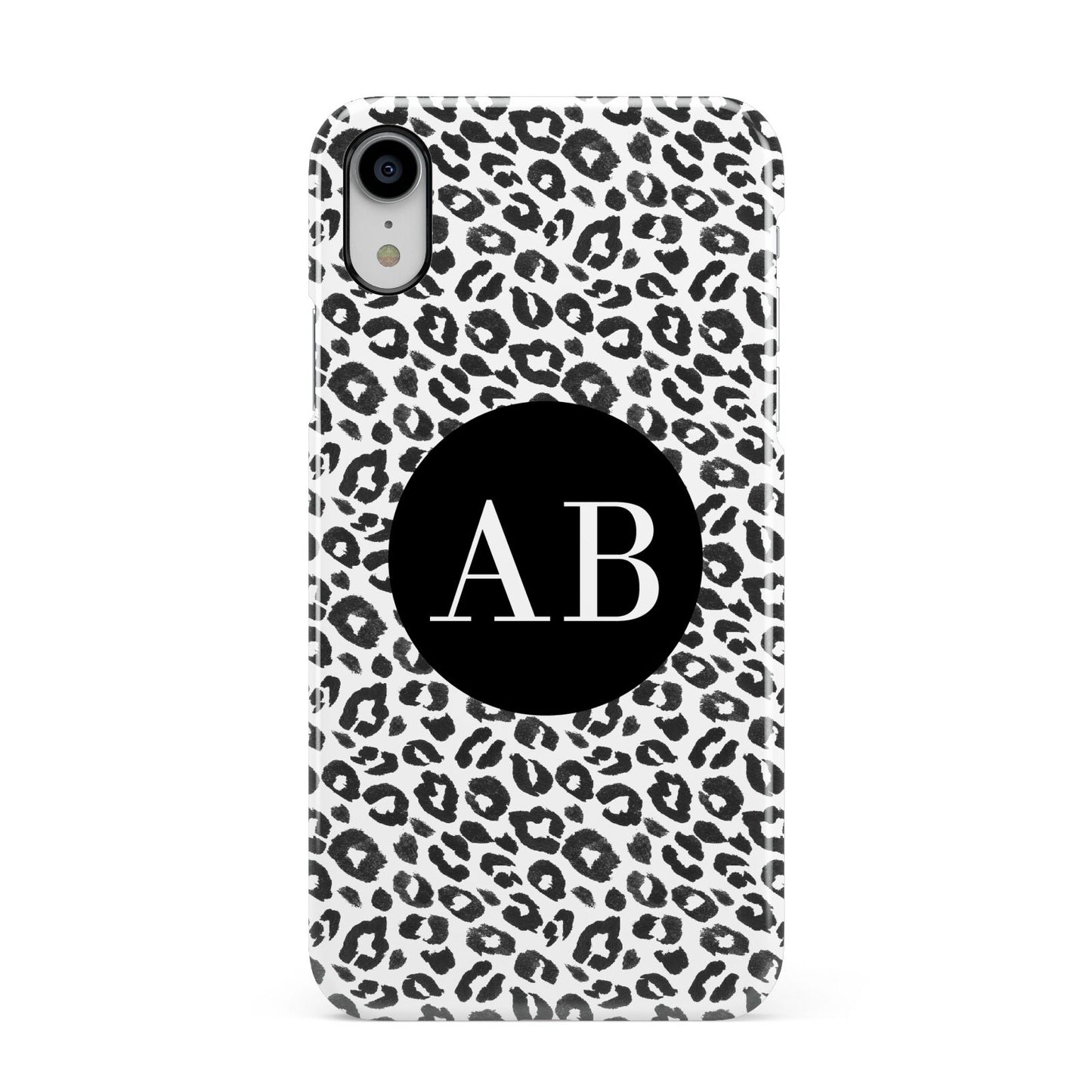 Leopard Print Black and White Apple iPhone XR White 3D Snap Case