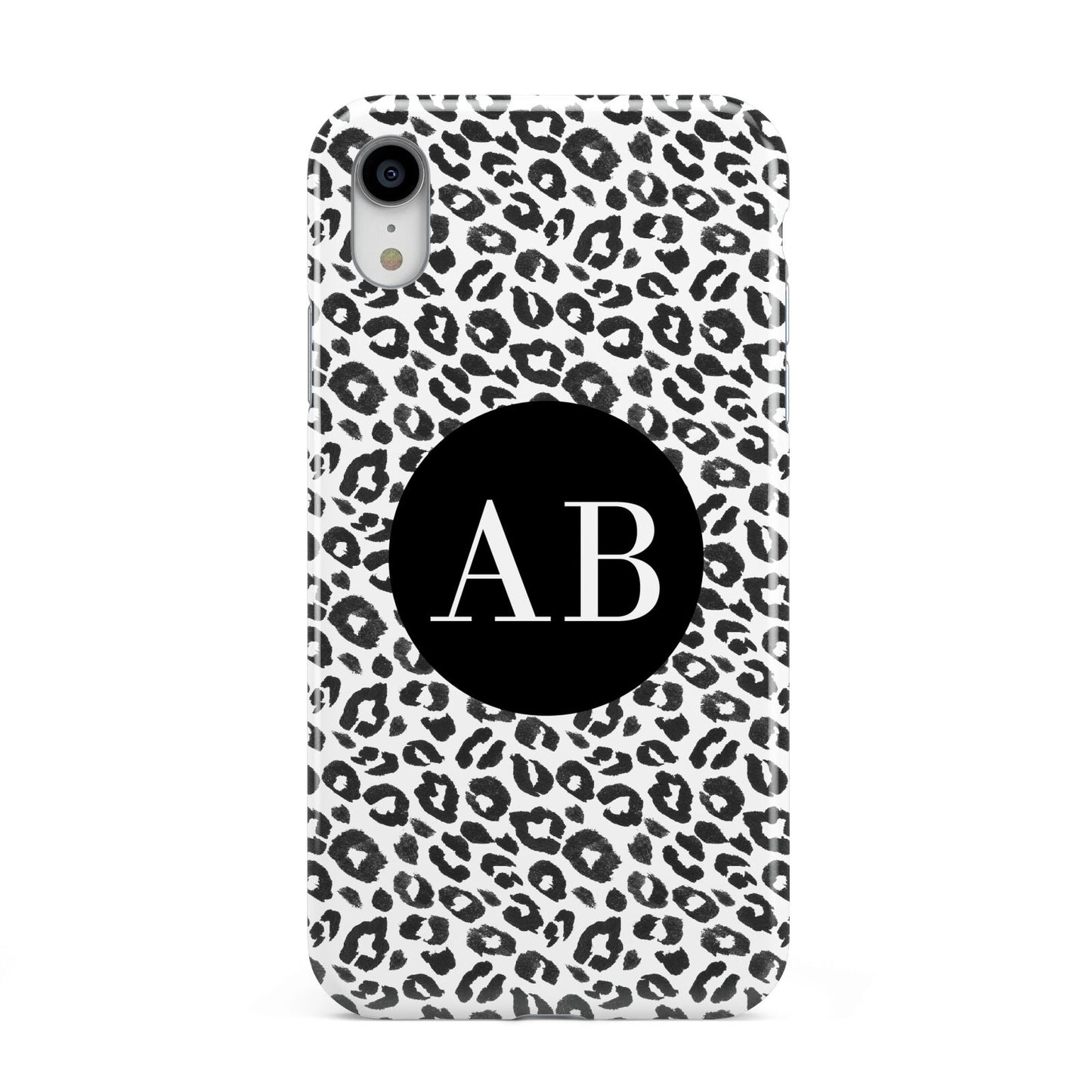 Leopard Print Black and White Apple iPhone XR White 3D Tough Case