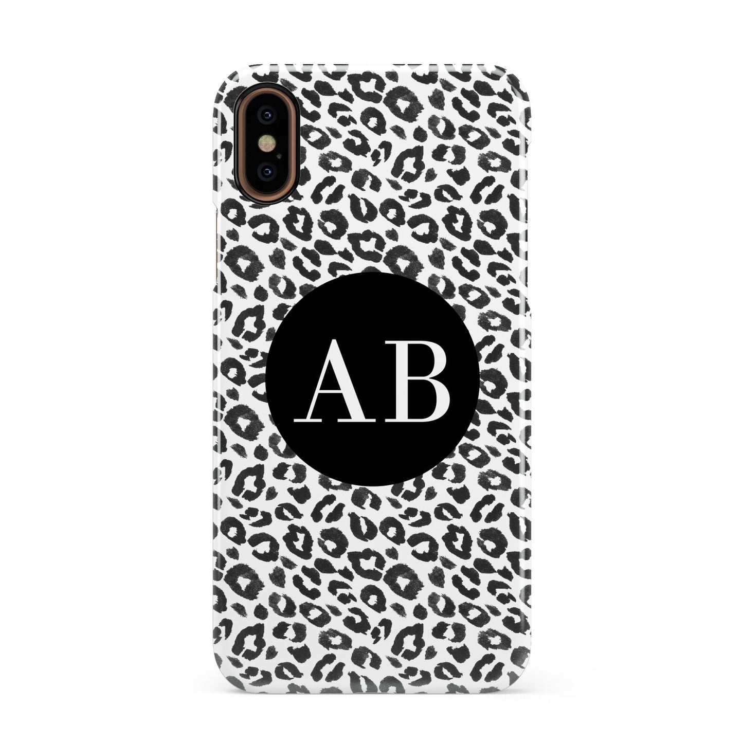 Leopard Print Black and White Apple iPhone XS 3D Snap Case