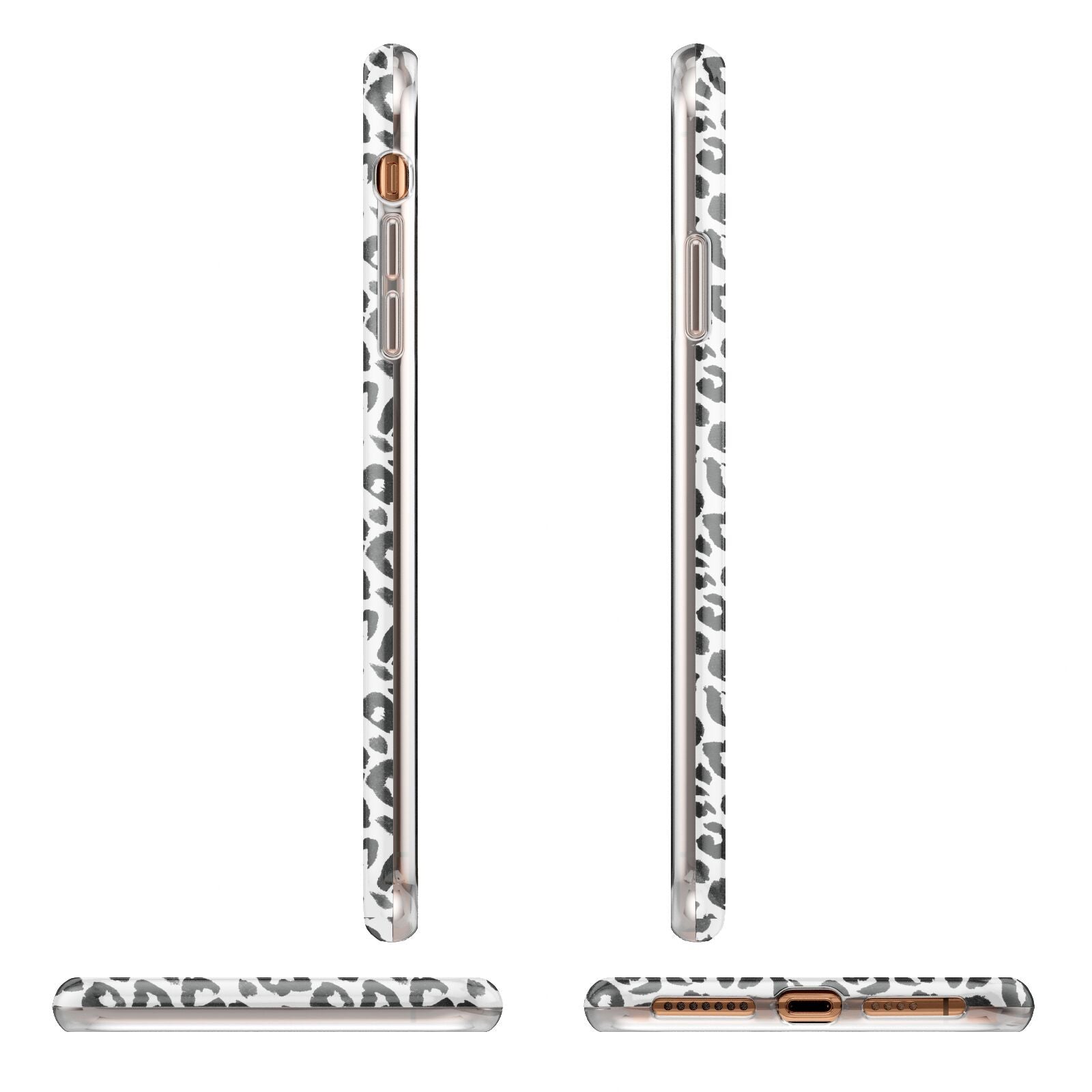 Leopard Print Black and White Apple iPhone XS Max 3D Wrap Tough Case Alternative Image Angles