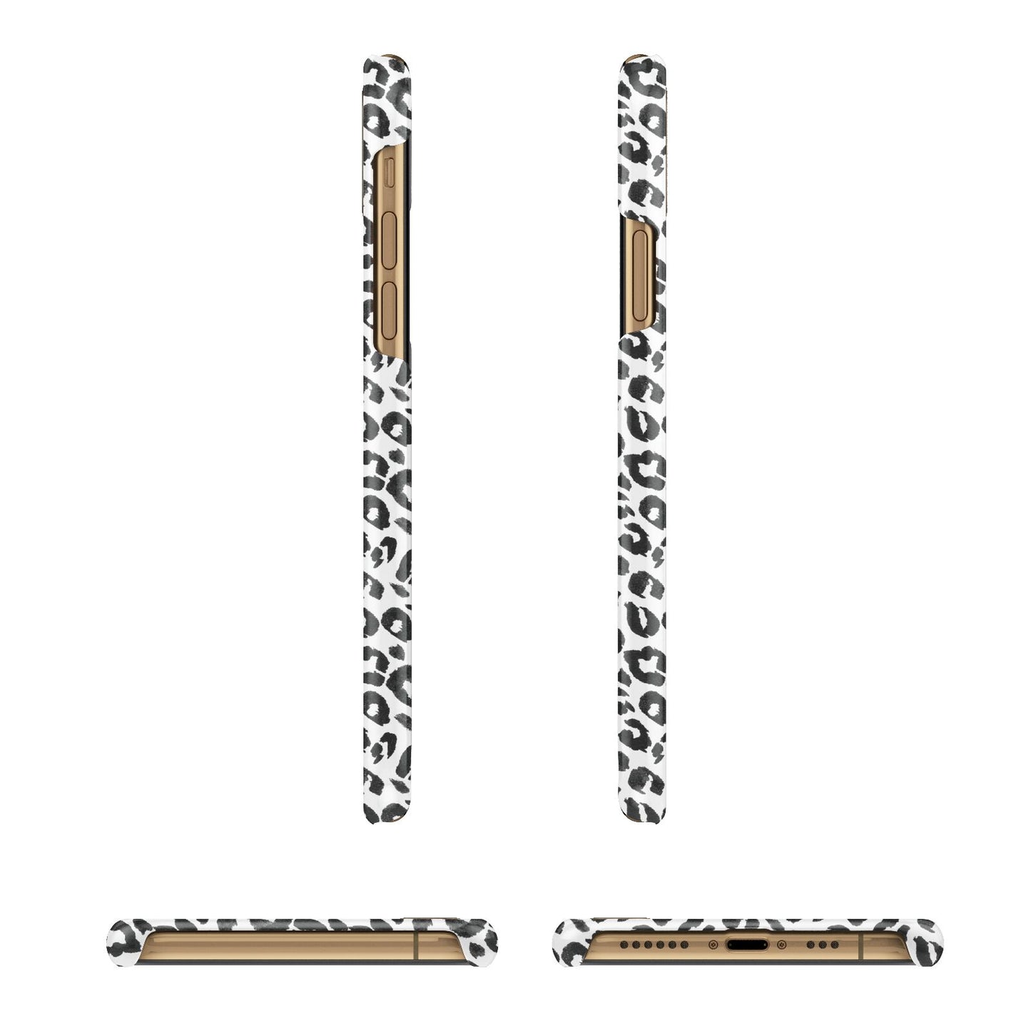 Leopard Print Black and White Apple iPhone Xs 3D Wrap Snap Case Angled Images