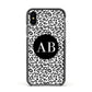 Leopard Print Black and White Apple iPhone Xs Impact Case Black Edge on Black Phone