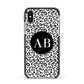 Leopard Print Black and White Apple iPhone Xs Impact Case Black Edge on Gold Phone