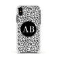 Leopard Print Black and White Apple iPhone Xs Impact Case White Edge on Black Phone