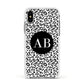 Leopard Print Black and White Apple iPhone Xs Impact Case White Edge on Silver Phone