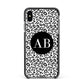 Leopard Print Black and White Apple iPhone Xs Max Impact Case Black Edge on Black Phone