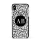 Leopard Print Black and White Apple iPhone Xs Max Impact Case Black Edge on Silver Phone